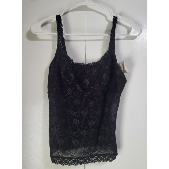 Vassarette Sheer Lace Camisole SZ L/40 Tank Top 17-053 y2k Floral Babydoll Black - Picture 3 of 8